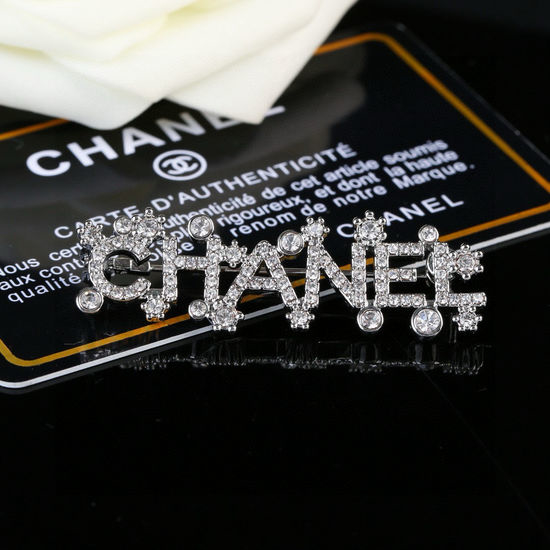Chanel Rhinestone Double Letter Brooch