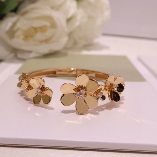 Van Cleef & Arpels VCA Elegant Clover Inlaid Exquisite Bangle
