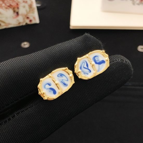 Christian Dior CD Enamel Colorful Stud Earrings