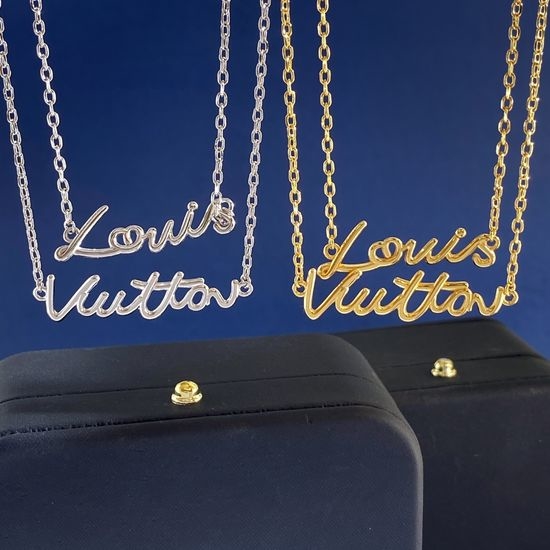 Louis Vuitton LV Handwritten Letter Hollow Chain Necklace