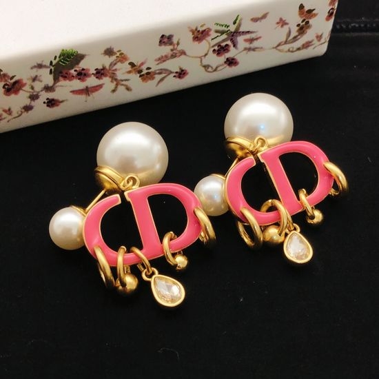 Christian Dior CD Pink Tassel Stud Earrings Delicate