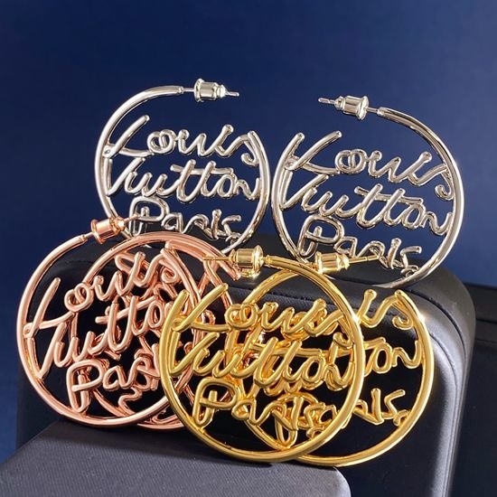 Louis Vuitton LV Hollow Round Letter Design Hoop Earrings