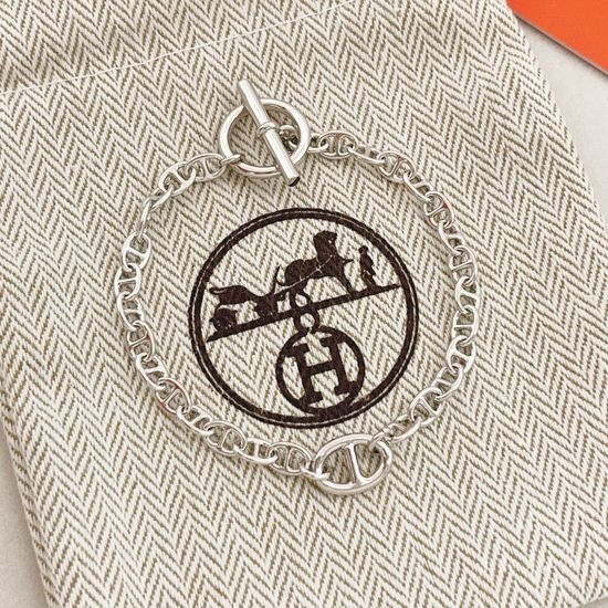 Hermes Unique Silver Pig Nose Design Bracelet