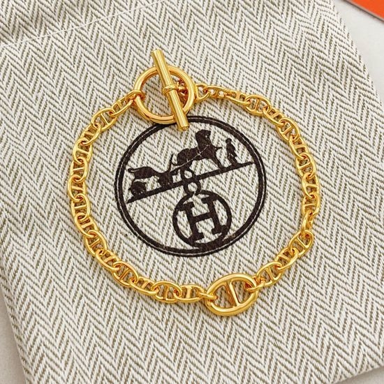 Hermes Gold Pig Nose Brass Bracelet