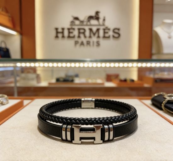Hermes Vintage 18K Gold Plated Leather Bracelet
