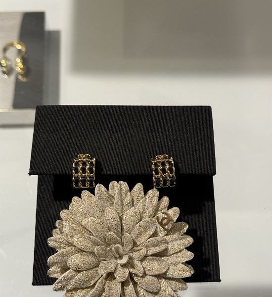 Chanel Leather Chain Small Stud Earrings