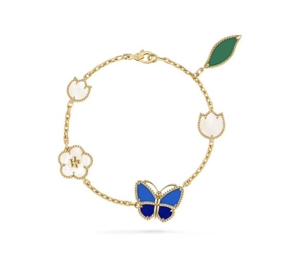 Van Cleef & Arpels VCA Natural Stone Inlaid Clover Bracelet