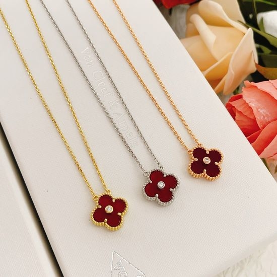 Van Cleef & Arpels VCA Red Mother of Pearl Pendant Necklace