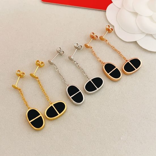 Hermes Black Shell Stud Earrings Classic Jewelry