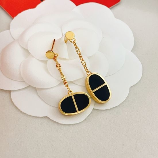 Hermes Black Mother-of-pearl Pig Nose Gold Stud Earrings
