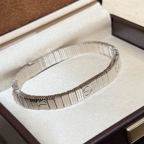 Cartier Sterling Silver Screw Pattern Heavy Duty Bracelet