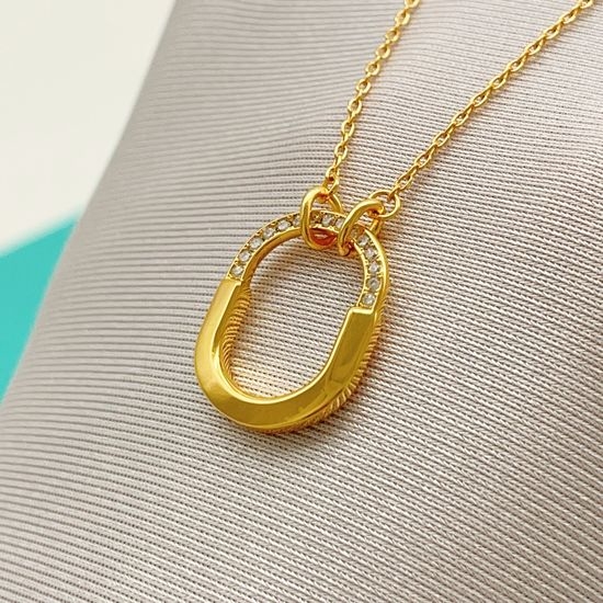 Tiffany & Co. Tiffany Gold Half-Diamond U-Lock Necklace