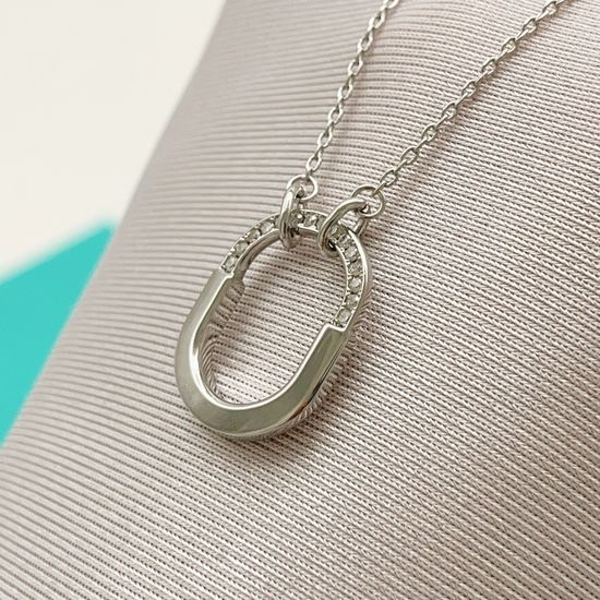 Tiffany & Co. Tiffany Silver Half-Diamond U-Lock Necklace