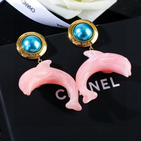 Balenciaga Unique Dolphin Shape Metal Earrings