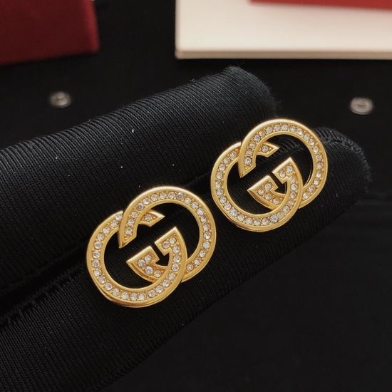 Gucci Round Diamond Inlaid Stud Earrings
