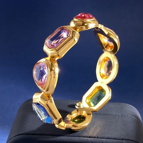 Swarovski Mixed Cut Colored Rhinestone Large Bangle
