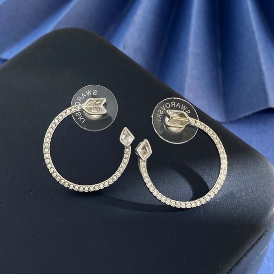 Swarovski Full Diamond C-shaped Arrow Circle Earrings