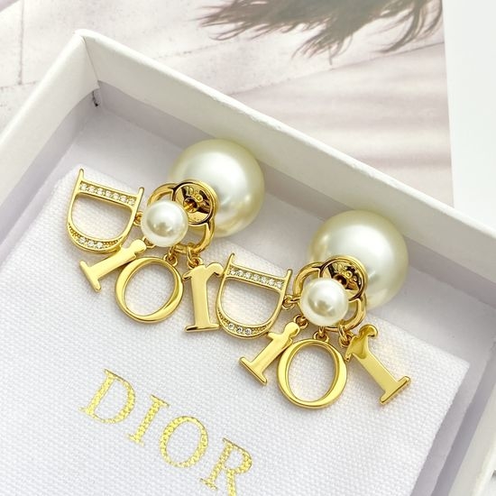 Christian Dior CD Tassel Pearl Drop Dangle Earrings