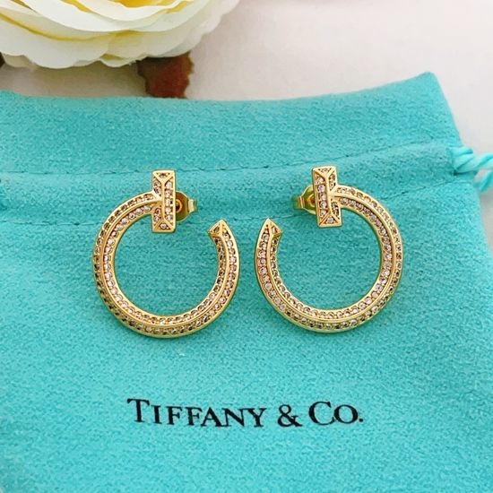 Tiffany & Co. Gold Diamond Smile Stud Earrings