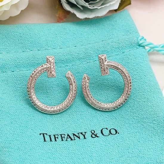 Tiffany & Co. Smiley Diamond Inlaid Stud Earrings