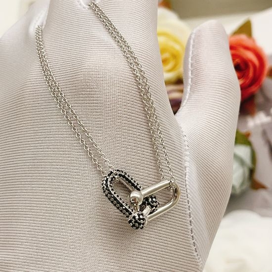 Tiffany & Co. Double Chain Black Stone Necklace