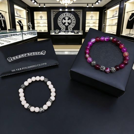 Chrome Hearts Beaded Stretch Bracelet with Charms