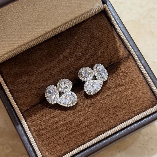 De Beers Round Cut Cubic Zirconia Stud Earrings