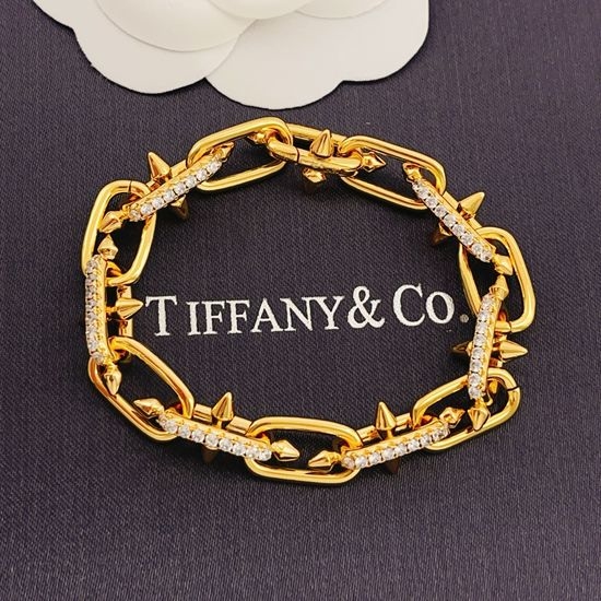 Tiffany & Co. Gold Diamond Trident Elegant Bracelet
