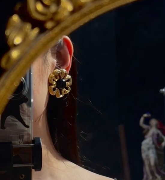Givenchy Black Agate Brushed Cloud Earrings
