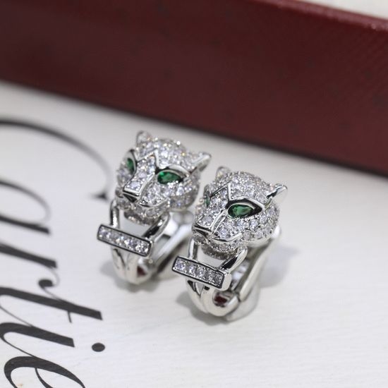 Cartier Luxury Leopard Diamond Hoop Earrings