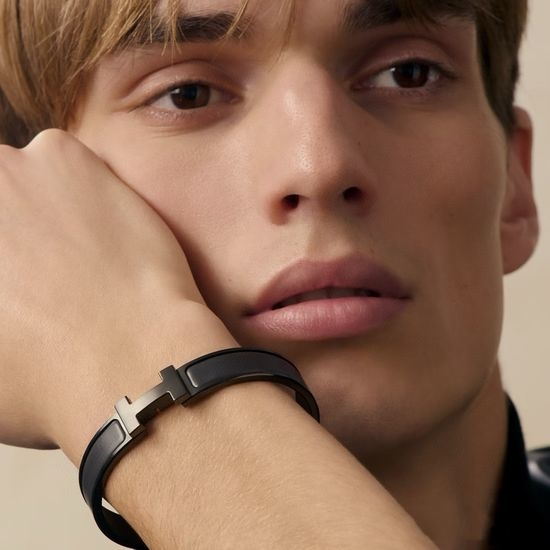 Hermes Matte Black Textured Bangle