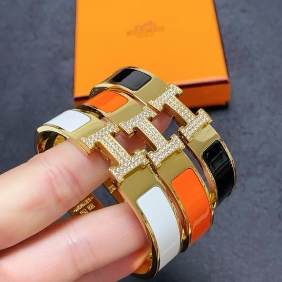 Hermes H Diamond Inlaid Bangle