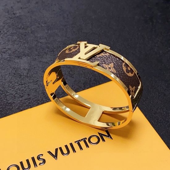 Louis Vuitton LV Wide Leather Pattern Printed Bangle