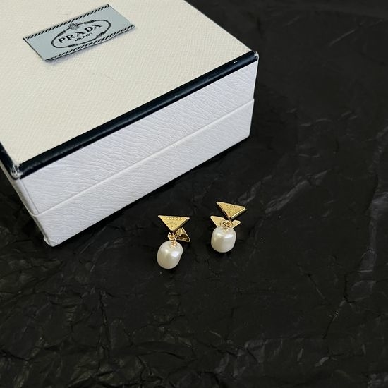 Prada Trendy Triangle Shape Classic Stud Earrings