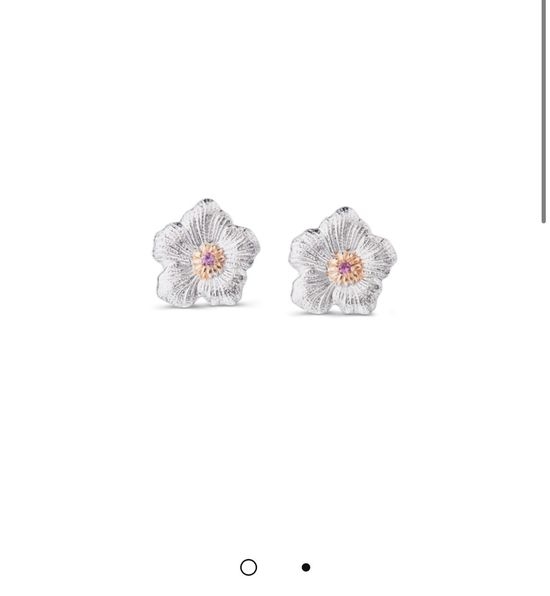 Celine Pink Stone Inlaid Flower Stud Earrings