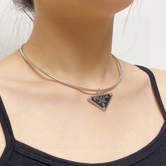 Prada Triangle Tag Pendant Choker