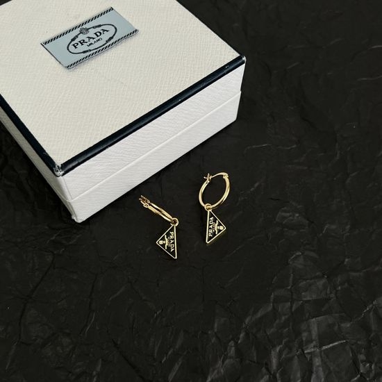 Prada Triangle Delicate Elegant Drop Earrings