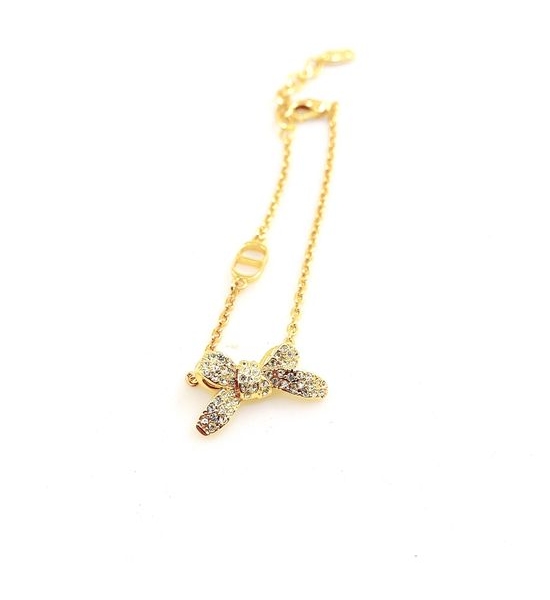Christian Dior CD Full Diamond Bow Knot Bracelet Brass