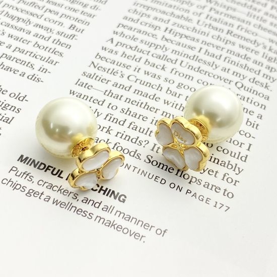 Christian Dior CD Asymmetric Mother of Pearl Pearl Stud Earrings