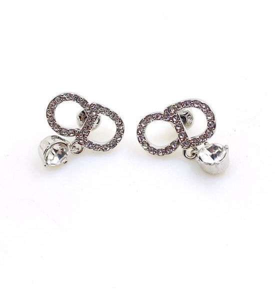 Christian Dior CD Platinum Diamond Crystal Earrings Brass
