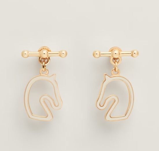 Hermes Horse Head Design Needle Stud Earrings