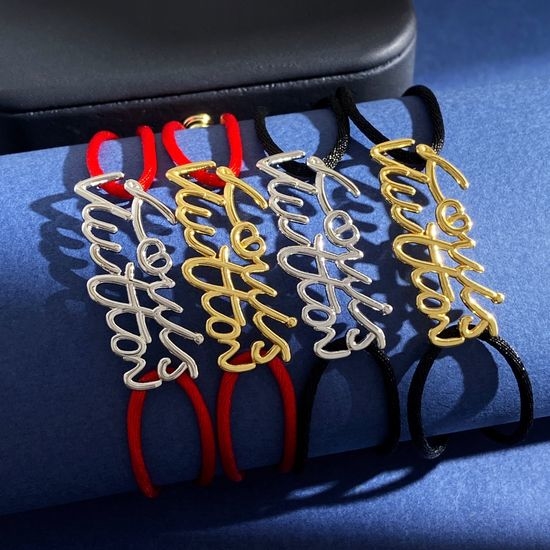Louis Vuitton LV Adjustable Letter Pendant Braided Bracelet