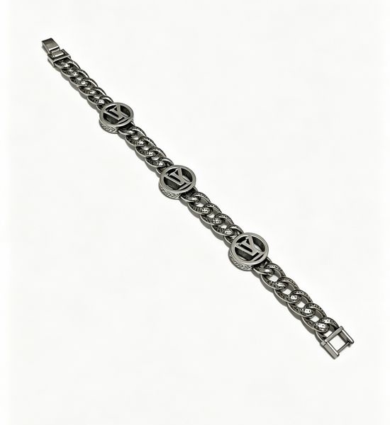 Louis Vuitton LV Vintage Silver Cuban Chain Bracelet