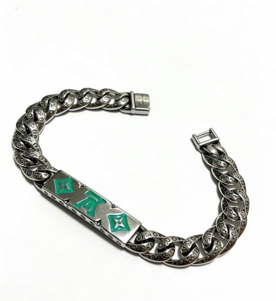 Louis Vuitton LV Vintage Silver Cuban Chain Bracelet