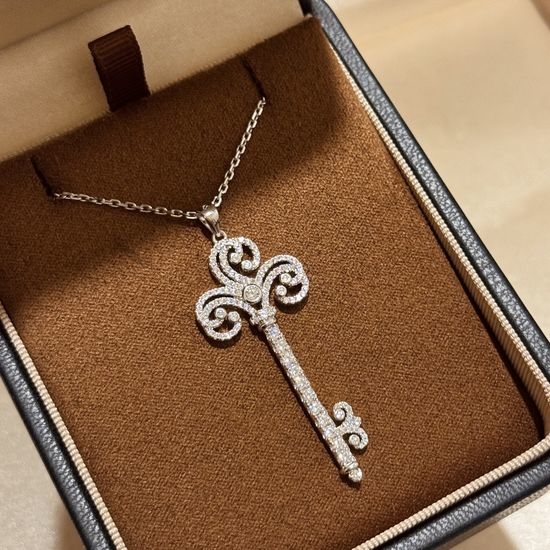Tiffany & Co. Crown Heart Key Pendant Necklace