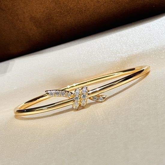 Tiffany & Co. Half Diamond Knot Bangle Rose Gold Plated