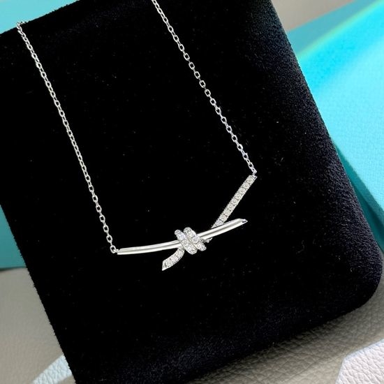 Tiffany & Co. Diamond Knot Pendant Necklace Reversible