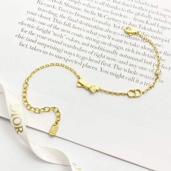 Christian Dior CD Bow Rhinestone Decorative Bracelet