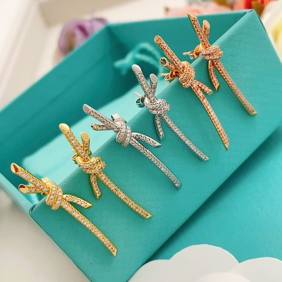 Tiffany & Co. Knot Design Rhinestone Stud Earrings