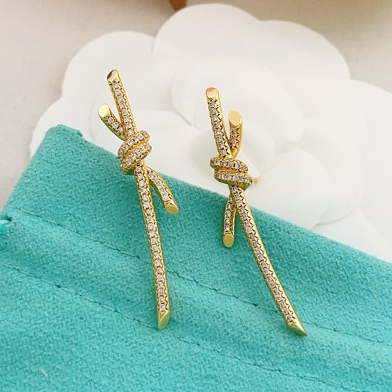 Tiffany & Co. Gold Pave Knot Stud Earrings